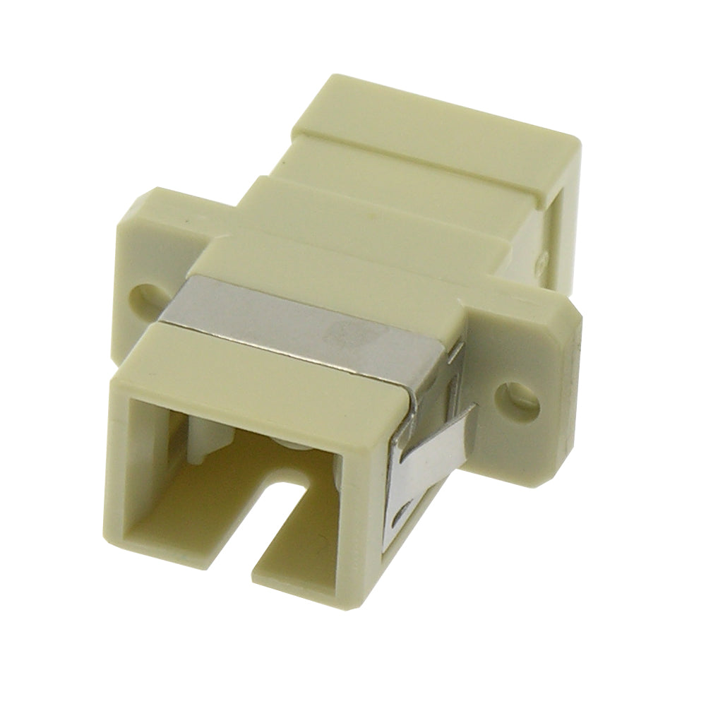 SC/UPC Multimode Simplex Fiber Optic Coupler with Flange, Beig SC/UPC Multimode Simplex Fiber Optic Coupler with Flange, Beig